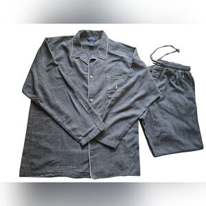 Polo by Ralph Lauren Men's Charcoal Pajama Set with White Piping- Top M /Pants L